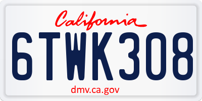 CA license plate 6TWK308
