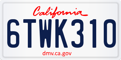 CA license plate 6TWK310