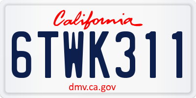CA license plate 6TWK311