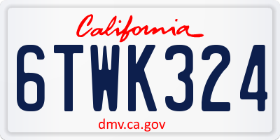 CA license plate 6TWK324