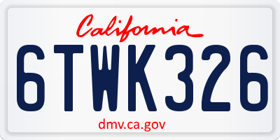 CA license plate 6TWK326