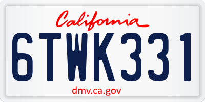 CA license plate 6TWK331