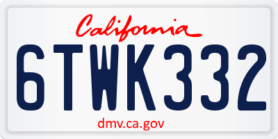 CA license plate 6TWK332