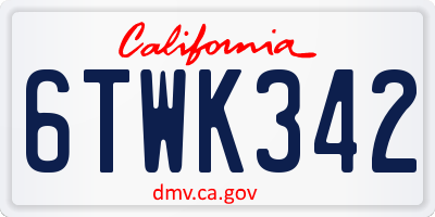 CA license plate 6TWK342