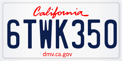CA license plate 6TWK350