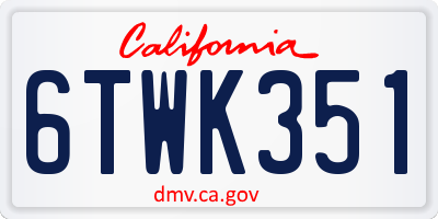 CA license plate 6TWK351