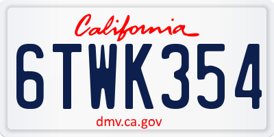 CA license plate 6TWK354
