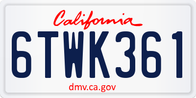 CA license plate 6TWK361