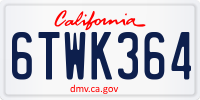 CA license plate 6TWK364