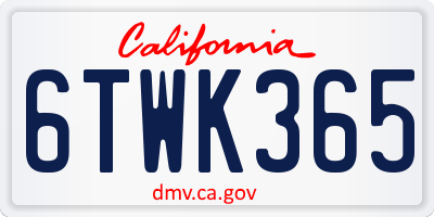 CA license plate 6TWK365
