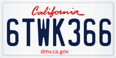 CA license plate 6TWK366