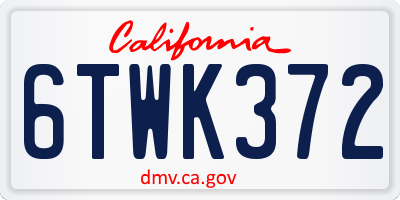 CA license plate 6TWK372
