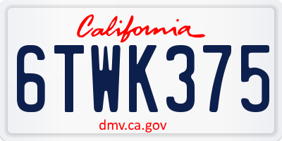 CA license plate 6TWK375