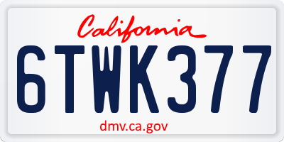 CA license plate 6TWK377