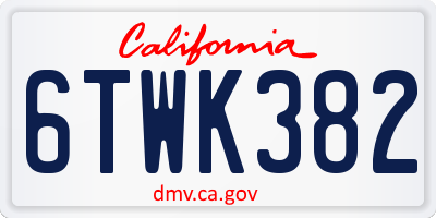 CA license plate 6TWK382