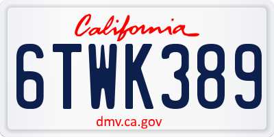 CA license plate 6TWK389