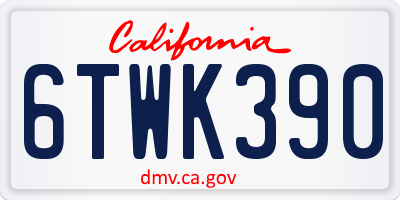 CA license plate 6TWK390