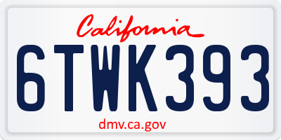 CA license plate 6TWK393