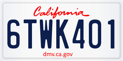 CA license plate 6TWK401