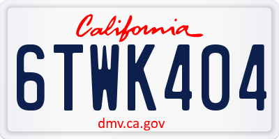 CA license plate 6TWK404