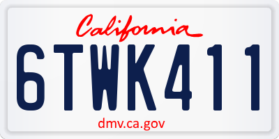 CA license plate 6TWK411