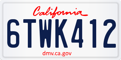CA license plate 6TWK412