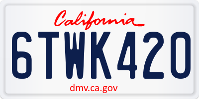 CA license plate 6TWK420