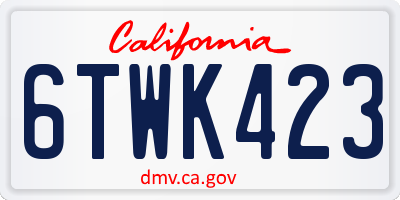 CA license plate 6TWK423