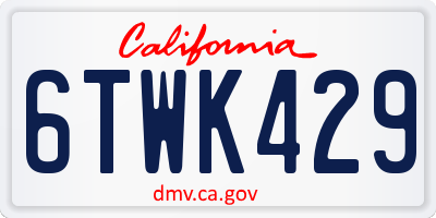 CA license plate 6TWK429