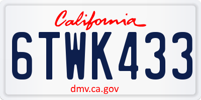 CA license plate 6TWK433