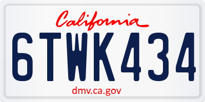CA license plate 6TWK434