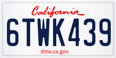 CA license plate 6TWK439