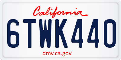 CA license plate 6TWK440