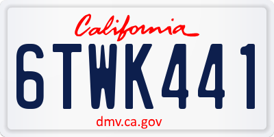 CA license plate 6TWK441