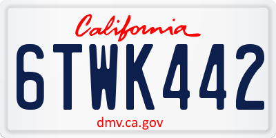 CA license plate 6TWK442