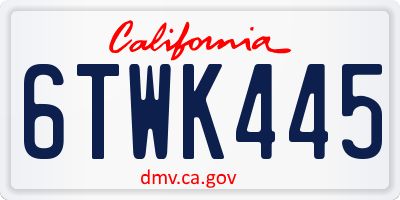 CA license plate 6TWK445