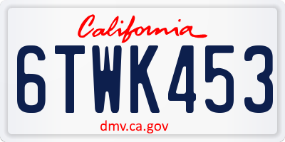 CA license plate 6TWK453