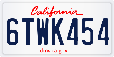 CA license plate 6TWK454
