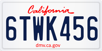 CA license plate 6TWK456