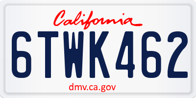 CA license plate 6TWK462
