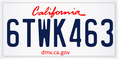 CA license plate 6TWK463