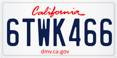 CA license plate 6TWK466