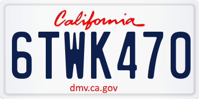CA license plate 6TWK470