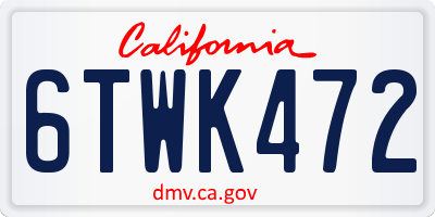 CA license plate 6TWK472