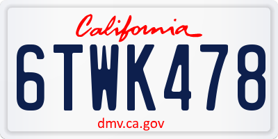 CA license plate 6TWK478
