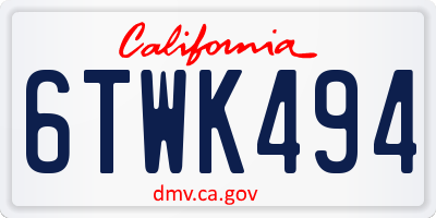 CA license plate 6TWK494