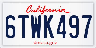 CA license plate 6TWK497