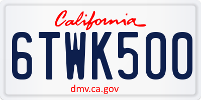 CA license plate 6TWK500