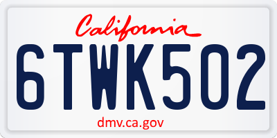 CA license plate 6TWK502