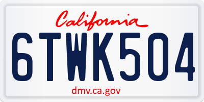 CA license plate 6TWK504